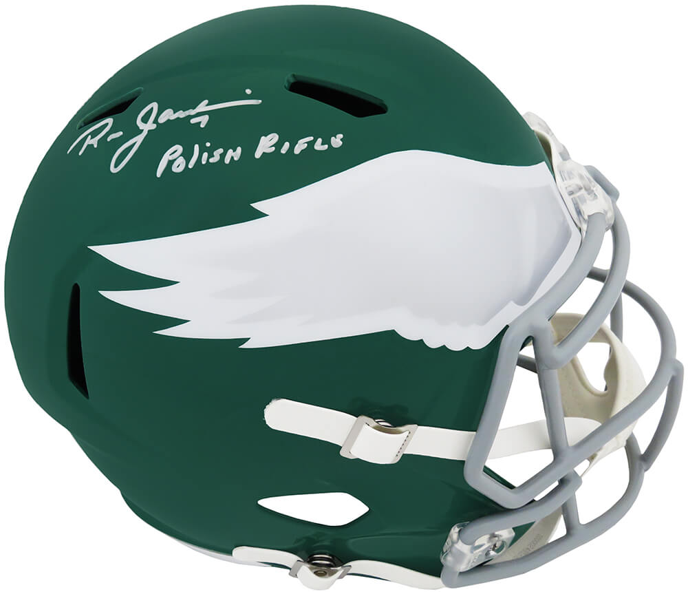 Ron Jaworski Signed Philadelphia Eagles Throwback Riddell Full Size Speed Replica Helmet w/Polish Rifle