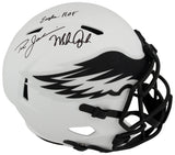 Ron Jaworski & Mike Quick Signed Lunar Eclipse Riddell Full Size Speed Replica Helmet w/Eagles HOF