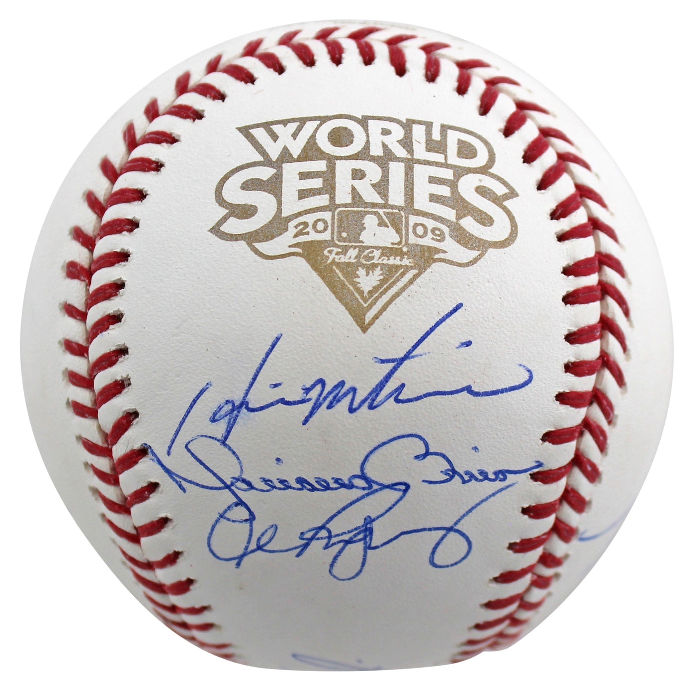 2009 Yankees (9) Jeter Rivera Posada Signed 2009 WS Logo Oml Baseball Steiner 1