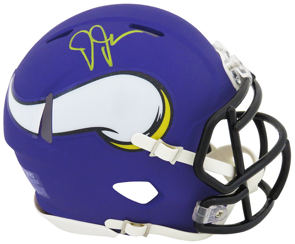 Justin Jefferson Signed Minnesota Vikings Riddell Speed Mini Helmet (Yellow Ink)