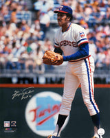 Fergie Jenkins Signed Texas Rangers White Jersey Pitching 16x20 Photo w/HOF'91