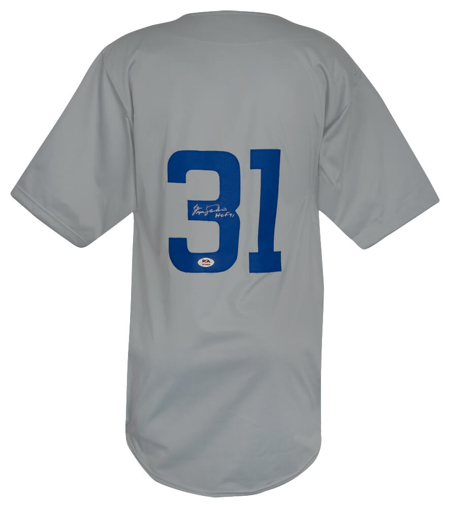 Fergie Jenkins Signed Grey Custom Basball Jersey w/HOF'91 - (PSA)