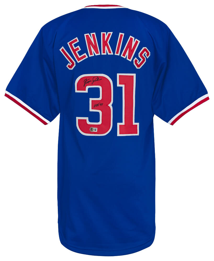 Fergie Jenkins Signed Blue Custom Basball Jersey w/HOF'91 - (Beckett)