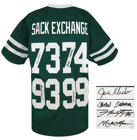 New York Sack Exchange Signed Green Throwback Custom Football Jersey