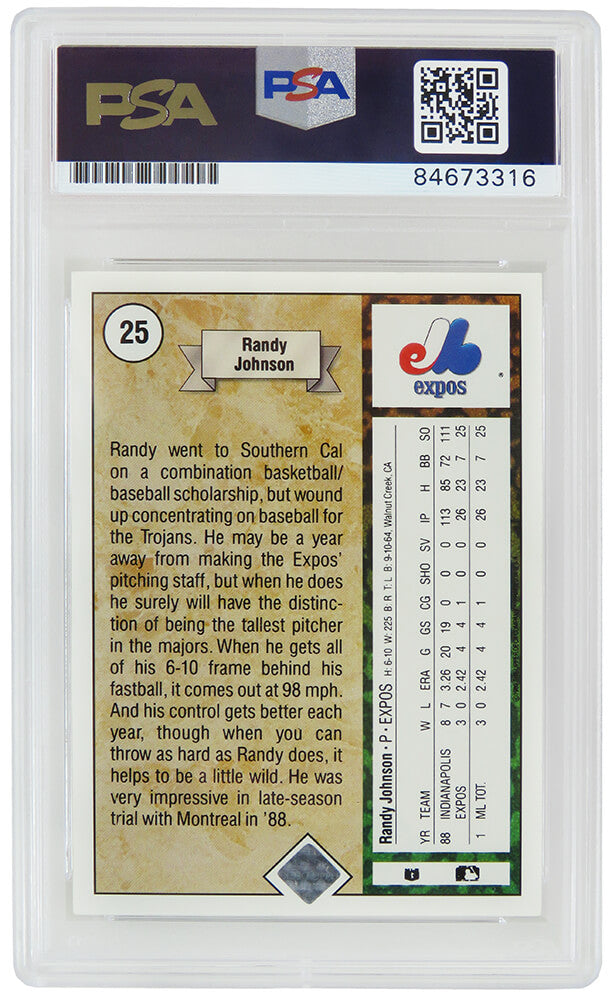 Randy Johnson Signed Montreal Expos 1989 Upper Deck Rookie Baseball Card #25 - (PSA/DNA Encapsulated)