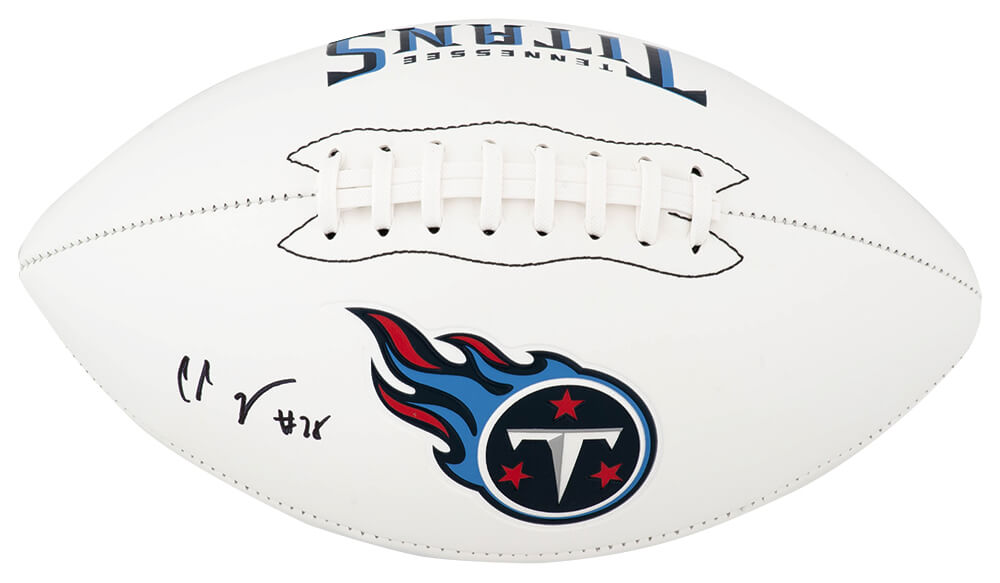 Chris Johnson Signed Tennessee Titans Logo Franklin White Football