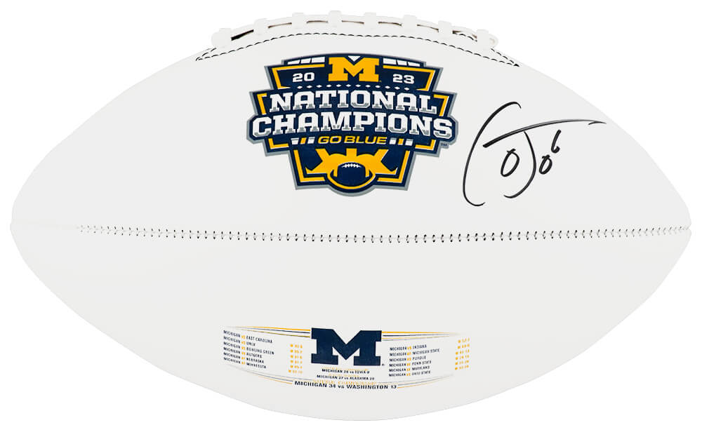 Cornelius Johnson Signed Michigan Wolverines 2023 National Champions Baden White Logo Football