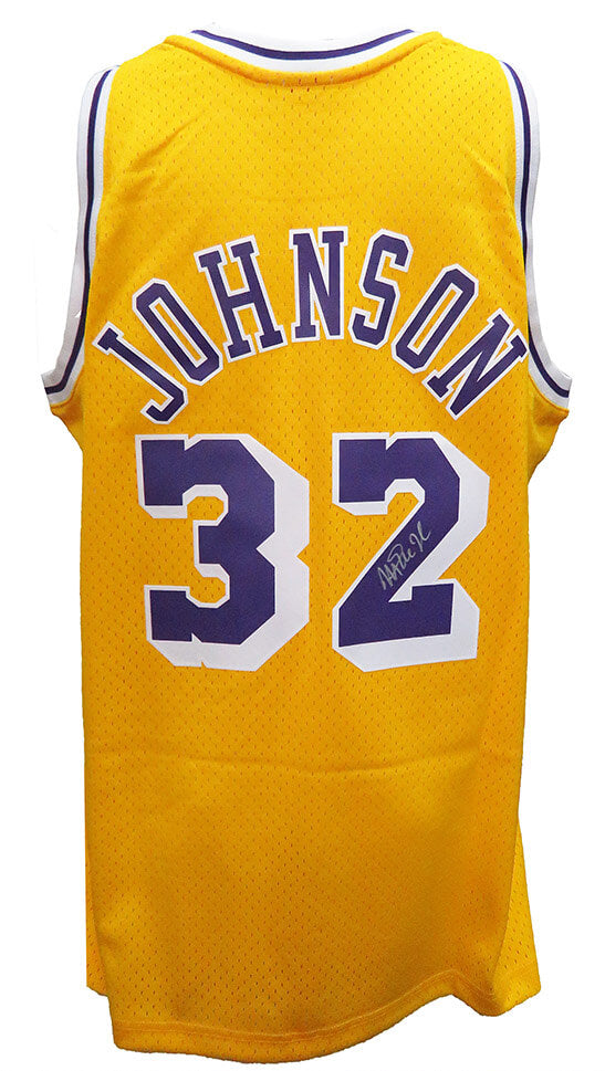 Magic Johnson Signed Los Angeles Lakers Gold Mitchell & Ness NBA Swingman Basketball Jersey