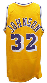 Magic Johnson Signed Los Angeles Lakers Gold Mitchell & Ness NBA Swingman Basketball Jersey