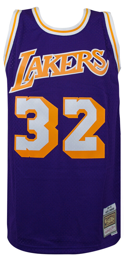 Magic Johnson Signed Los Angeles Lakers Purple Mitchell & Ness NBA Swingman Basketball Jersey