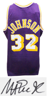 Magic Johnson Signed Los Angeles Lakers Purple Mitchell & Ness NBA Swingman Basketball Jersey