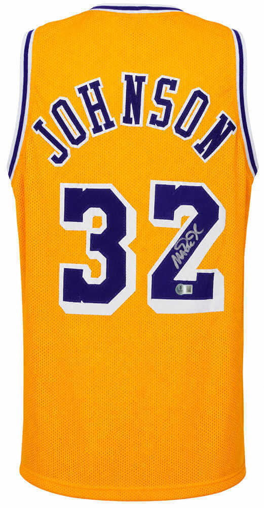 Magic Johnson Gold Throwback Custom Basketball Jersey  (Beckett COA)