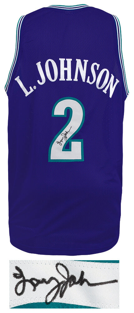 Larry Johnson Signed Purple Throwback Custom Basketball Jersey