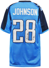 Chris Johnson Signed Blue Custom Football Jersey w/2006 Yds 2009