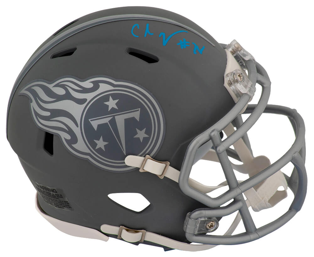 Chris Johnson Signed Tennessee Titans SLATE Riddell Speed Mini Helmet