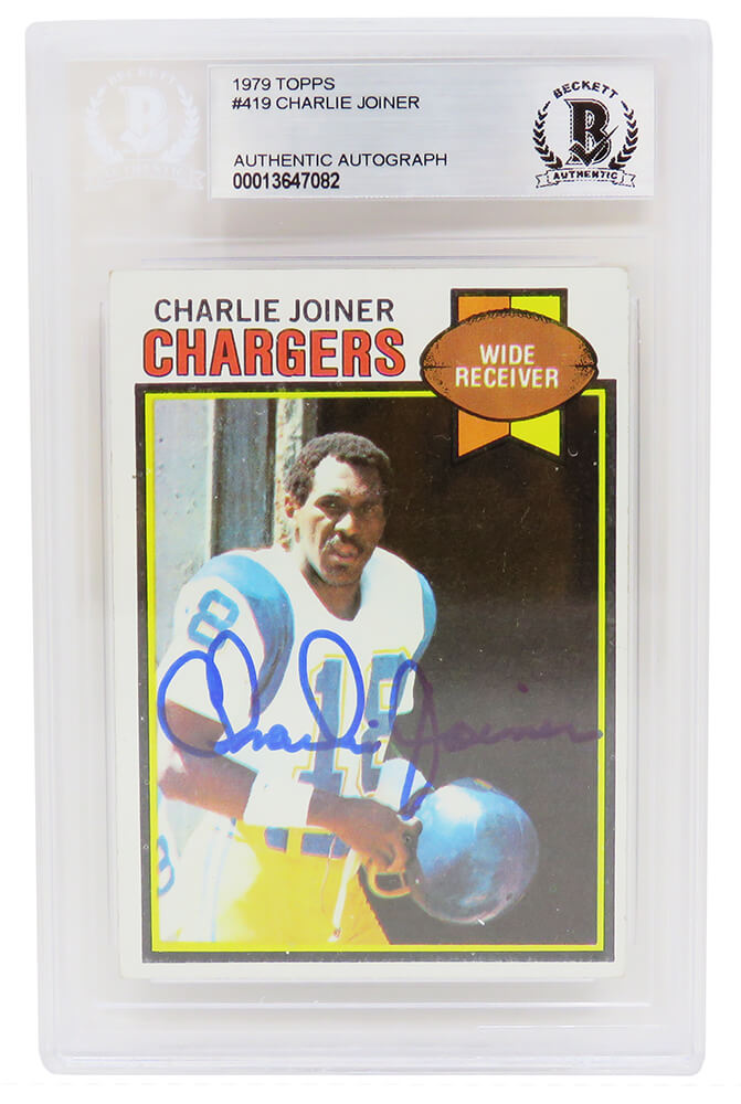 Charlie Joiner Signed San Diego Chargers 1979 Topps Football Trading Card #419 - (Beckett Encapsulated)