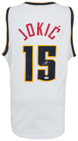 Nikola Jokic Signed White Custom Basketball Jersey - (JSA COA)