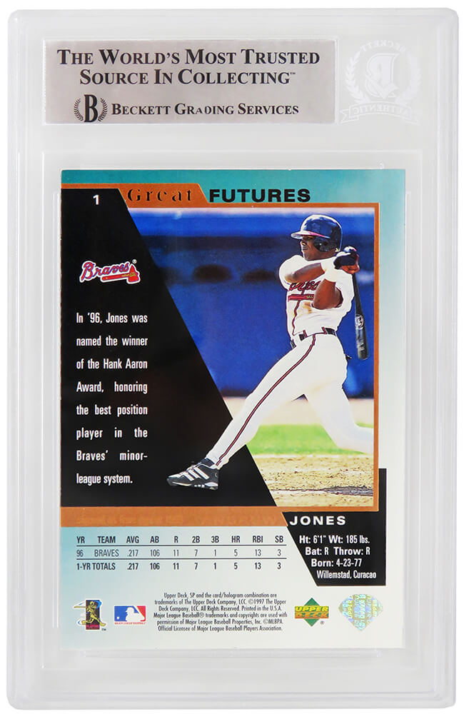 Andruw Jones Signed Atlanta Braves 1997 SP Foil Rookie Baseball Card #1 - (Beckett Encapsulated)