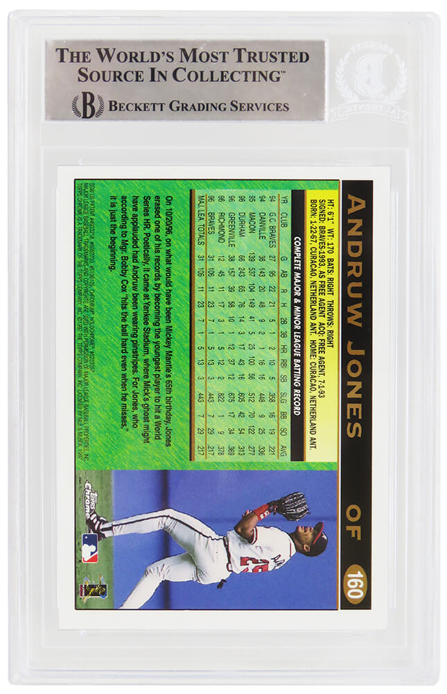 Andruw Jones Signed Atlanta Braves 1997 Topps Chrome Rookie Baseball Card #160 - (Beckett Encapsulated)