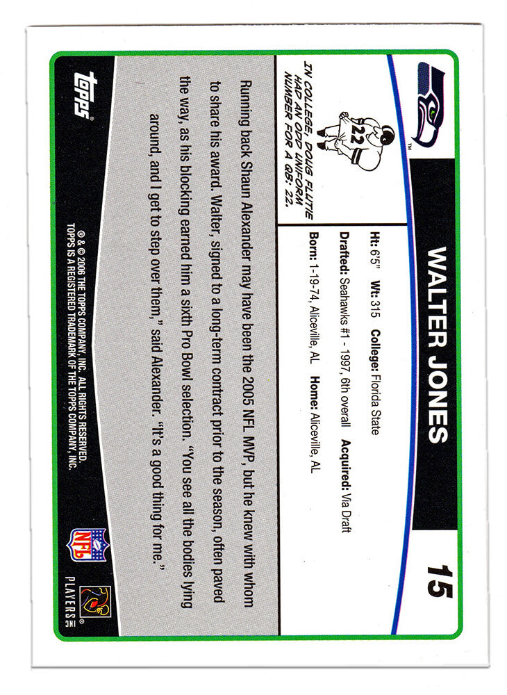 Walter Jones Signed Seattle Seahawks 2006 Topps Football Card #15 w/HOF 14
