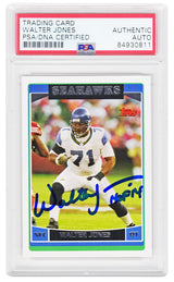 Walter Jones Signed Seattle Seahawks 2006 Topps Football Card #15 w/HOF 14 - (PSA Encapsulated)