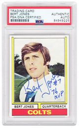 Bert Jones Signed Colts 1974 Topps Rookie Football Card #524 w/76 MVP - (PSA Encapsulated)