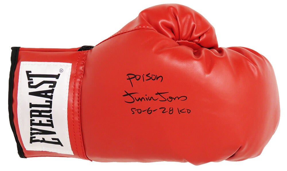 Junior Jones Signed Everlast Red Boxing Glove w/Poison, 50-6, 28 KO's