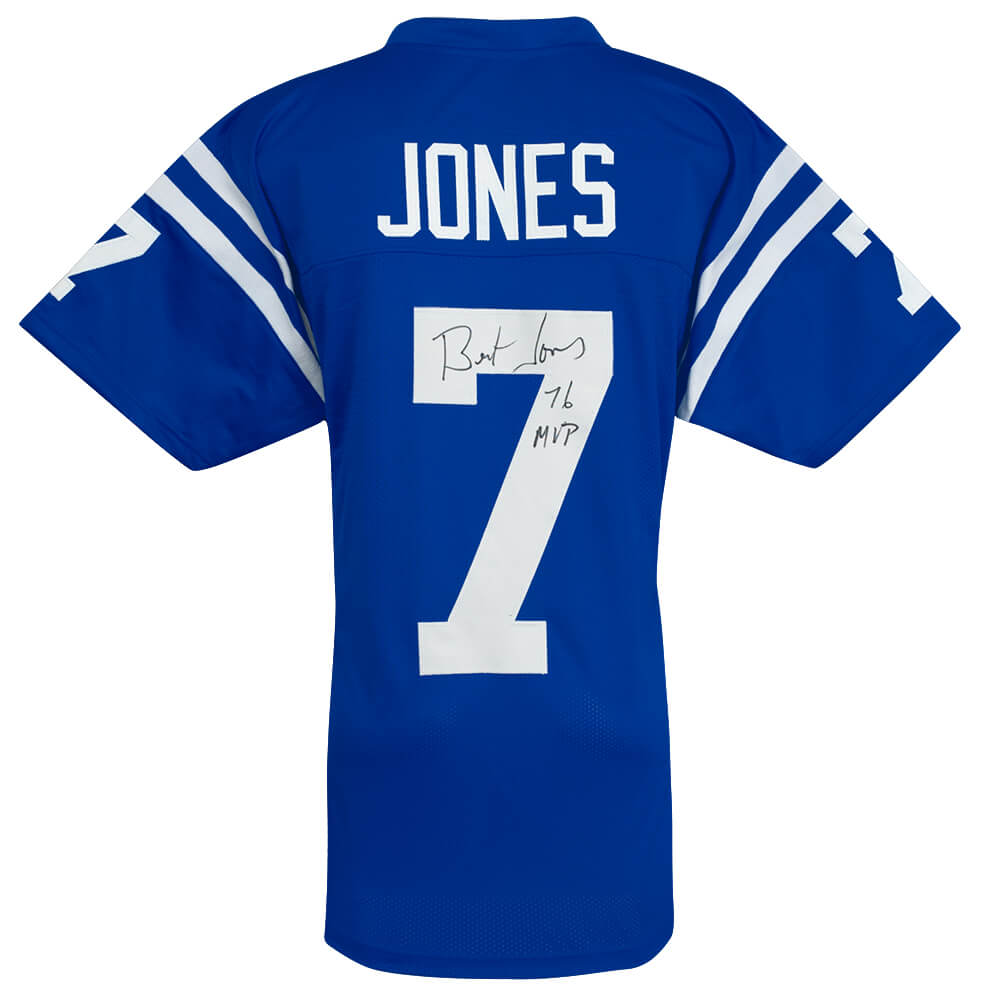 Bert Jones Signed Blue Throwback Custom Football Jersey w/76 MVP