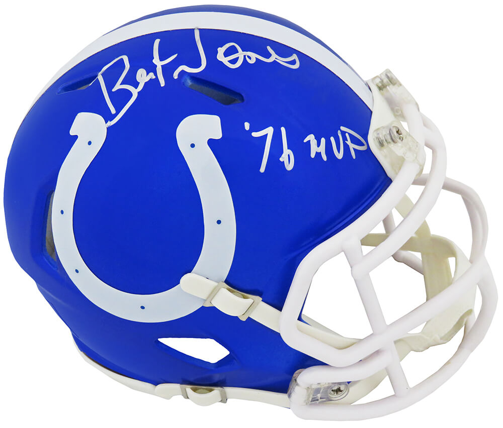 Bert Jones Signed Colts Blue FLASH Riddell Mini Helmet w/76 MVP