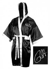 Roy Jones Jr. Signed Title Black With White Trim Boxing Robe With Hood