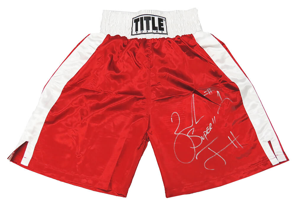 Zab Judah Signed Title Red Boxing Trunks w/Super