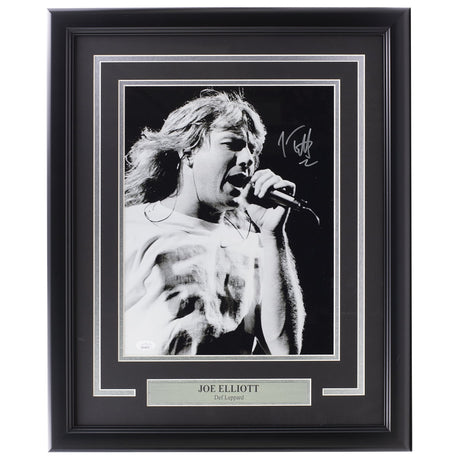 Joe Elliott Signed Framed 11x14 Black And White Def Leppard Photo JSA ITP - Sports Integrity
