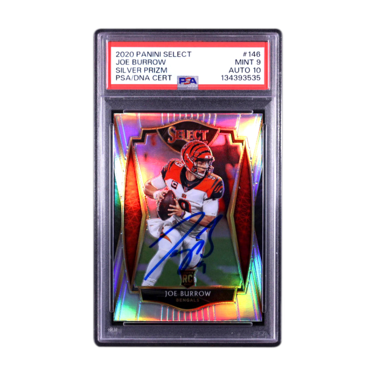 Joe Burrow Signed 2020 Panini Select Silver Prizm #146 RC PSA 9 Auto 10