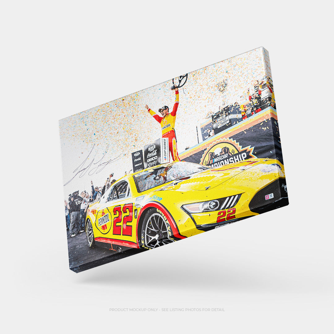 Joey Logano Signed 2022 NASCAR Cup Series Champion Canvas - 20x30