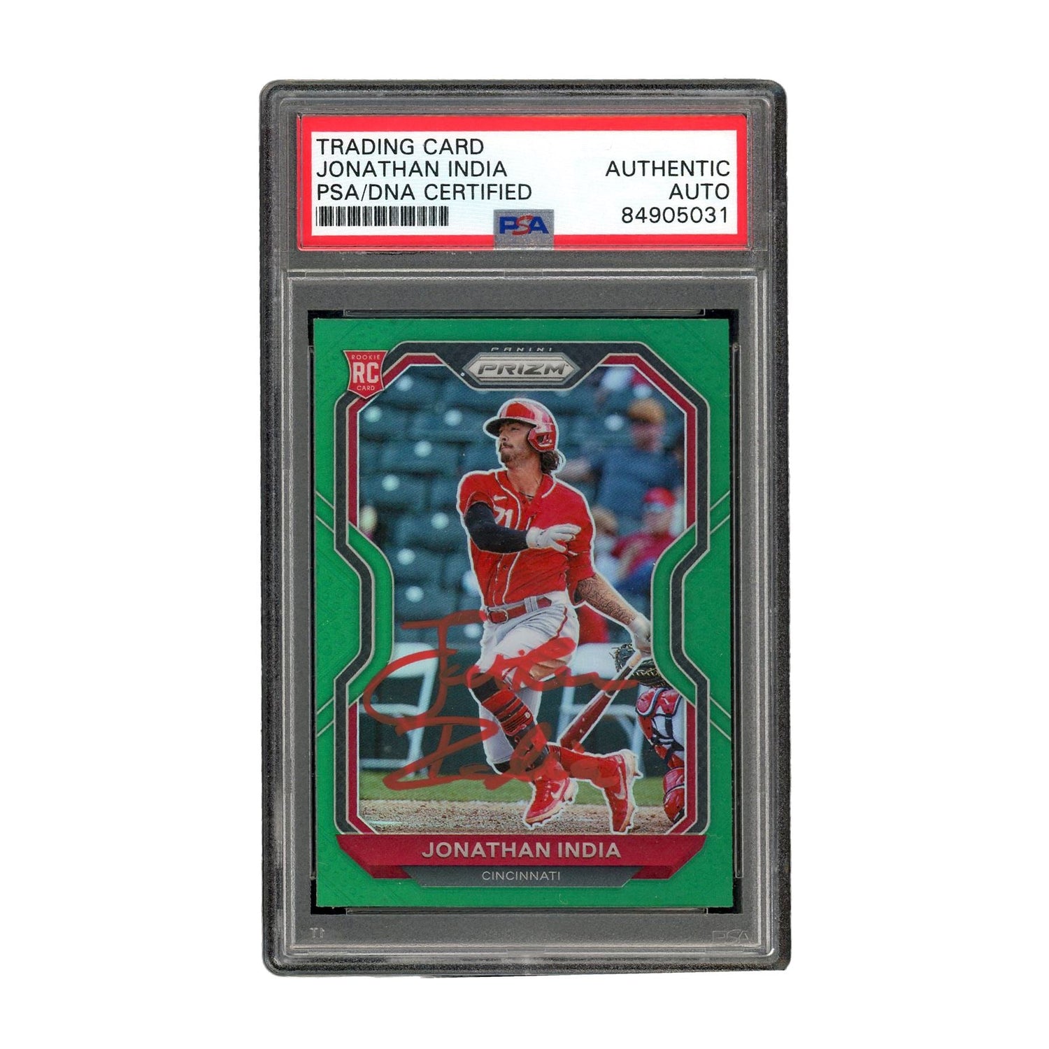 Jonathan India Signed Authentic PSA Prizm Green RC MLB Reds