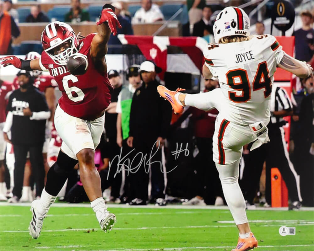 Mikail Kamara Signed Indiana Hoosiers Championship Game Blocked Punt 16x20 Photo - (Beckett)