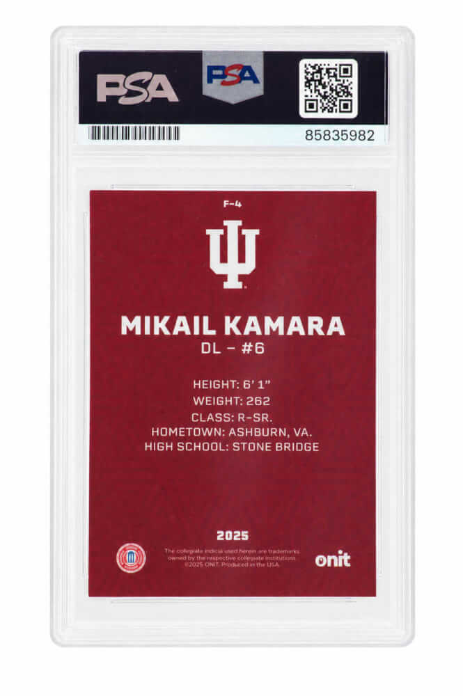 Mikail Kamara Signed Indiana Hoosiers 2025 Onit Fusion Premium Football Card #F-4 - (PSA Encapsulated)