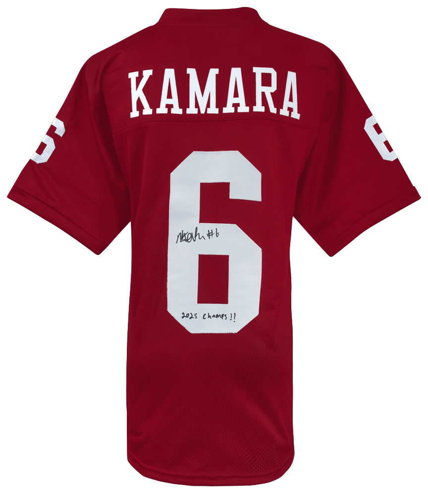 Mikail Kamara Signed Red Custom College Football Jersey w/2025 Champs