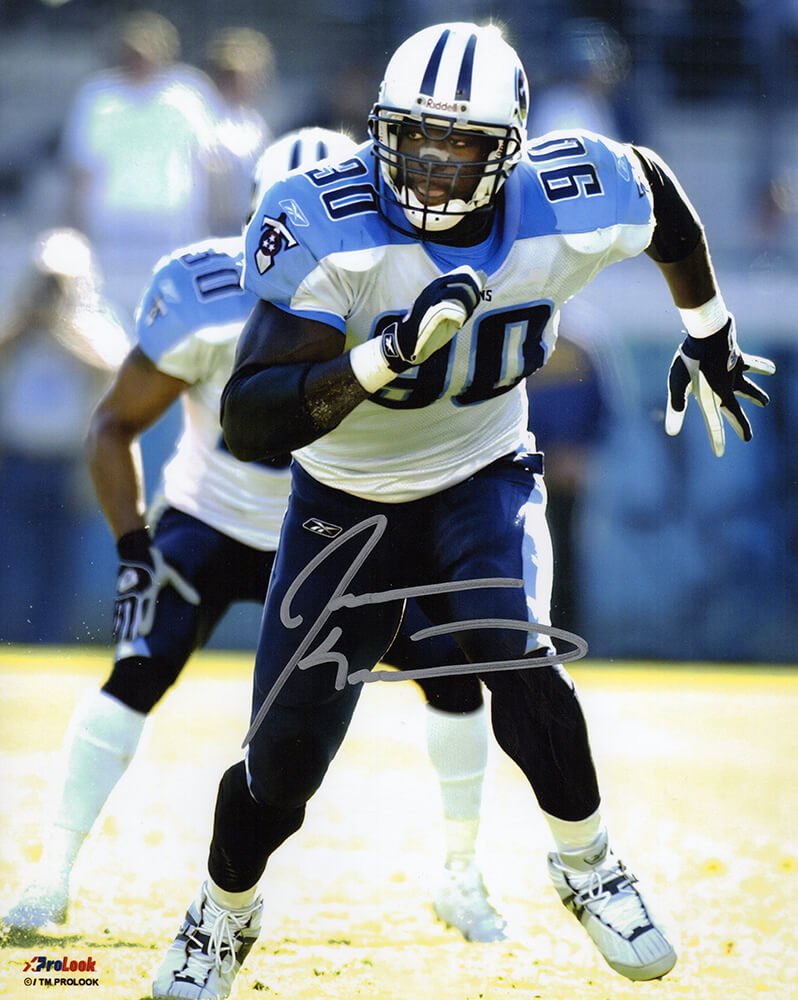 Jevon Kearse Signed Tennessee Titans White Jersey Action 8x10 Photo