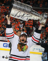 Duncan Keith Signed Chicago Blackhawks 2015 Stanley Cup Holding Trophy 8x10 Photo