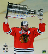 Duncan Keith Signed Chicago Blackhawks 2015 Stanley Cup Holding Trophy 16x20 Photo