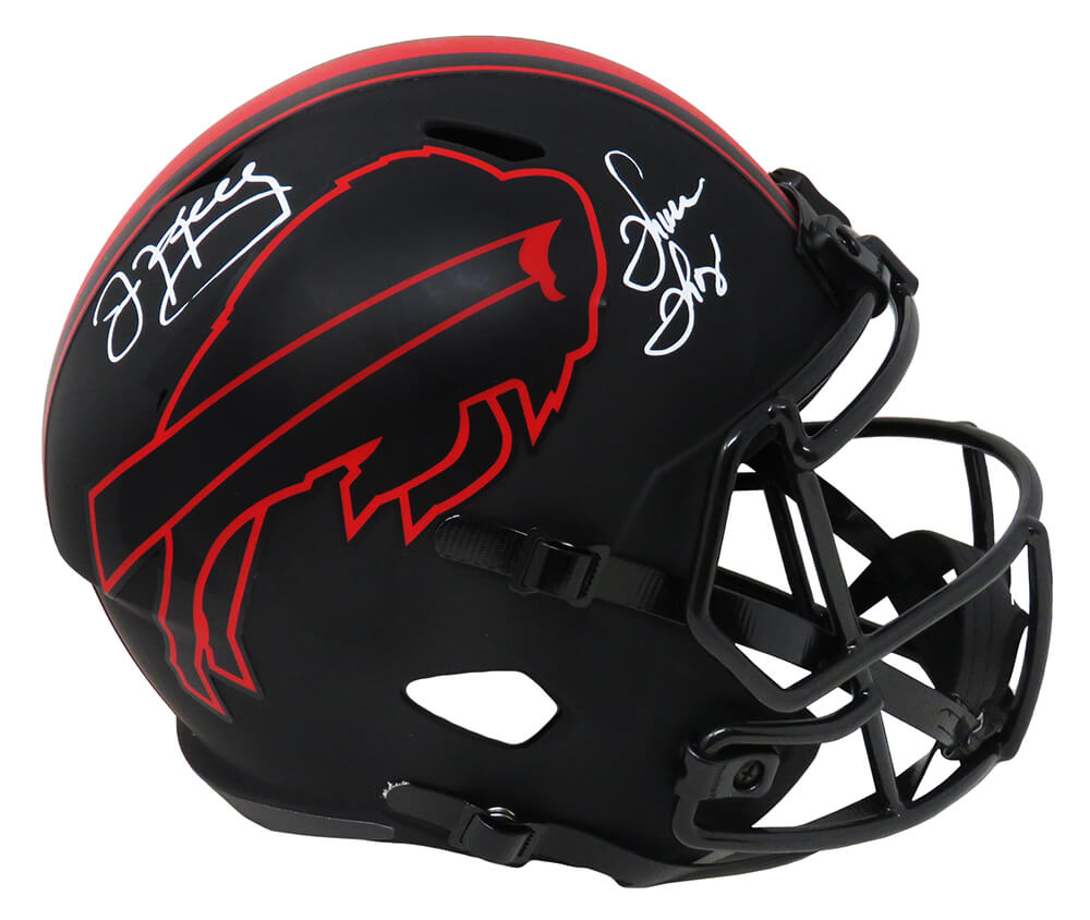 Jim Kelly & Thurman Thomas Signed Buffalo Bills Eclipse Black Matte Riddell Speed Full Size Replica Helmet