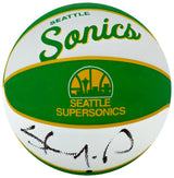 Shawn Kemp Signed Seattle Supersonics Wilson Retro NBA Mini Logo Basketball
