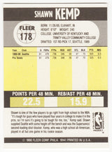 Shawn Kemp Signed Seattle Supersonics 1990 Fleer Rookie Basketball Trading Card #178