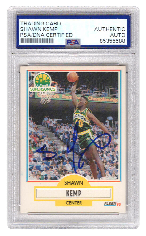 Shawn Kemp Signed Supersonics 1990 Fleer Rookie Basketball Card #178 - (PSA Encapsulated)