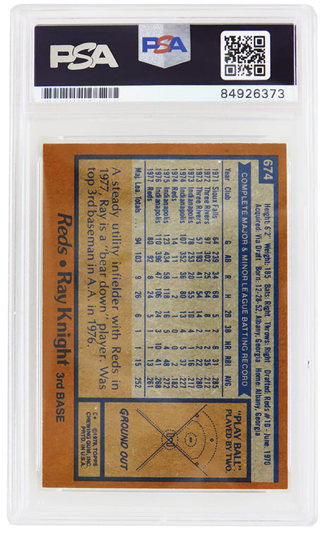 Ray Knight Signed Cincinnati Reds 1978 Topps Rookie Baseball Card #674 - (PSA Encapsulated)