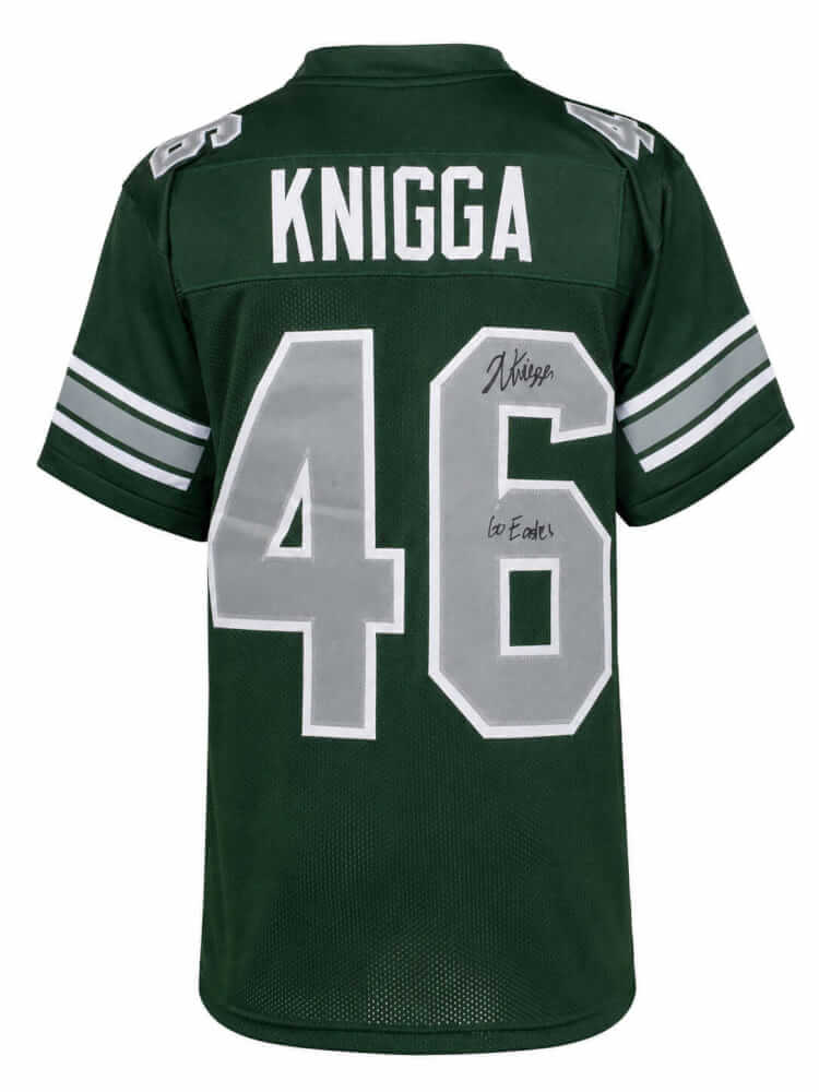 Noah Knigga Signed Green Custom College Football Jersey w/Go Eagles