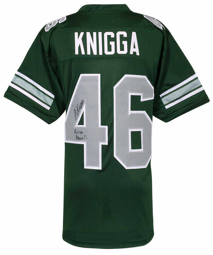 Noah Knigga Signed Green Custom College Football Jersey w/Knigga Please