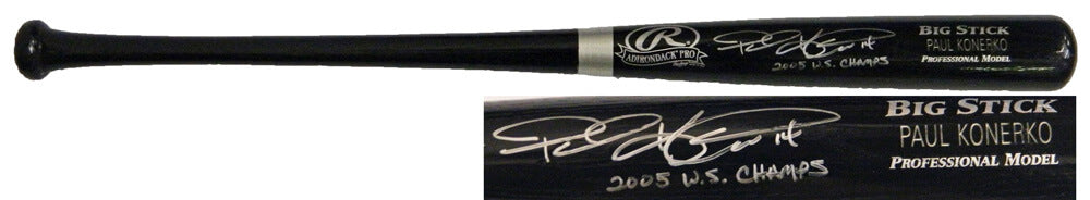 Paul Konerko Signed Rawlings Black Big Stick Name Engraved Baseball Bat w/'05 WS Champs