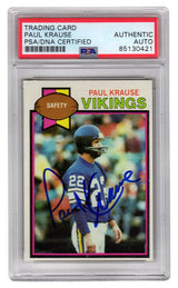 Paul Krause Signed Minnesota Vikings 1979 Topps Football Card #489 - (PSA/DNA Encapsulated)